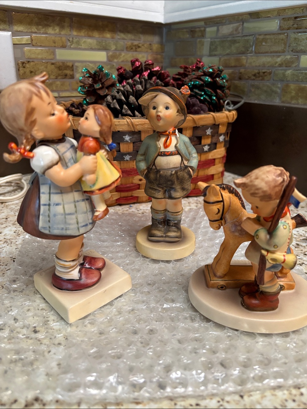 Hummel Porcelain Children Figurine Trio with Green Accents (misfits)